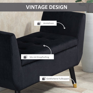 Luxus-Sitzbank mit Stauraum 107x42x65cm Schwarz