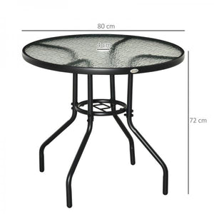 Gartentisch Garten Beistelltisch Gartenmöbel Balkontisch  mit Schirmloch Schwarz Ø80 x 72 cm