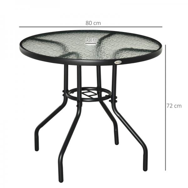 Gartentisch Garten Beistelltisch Gartenmöbel Balkontisch  mit Schirmloch Schwarz Ø80 x 72 cm