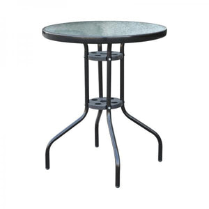 Gartentisch Balkontisch Bistrotisch Glastisch Beistelltisch Metall+Sicherheitsglas
