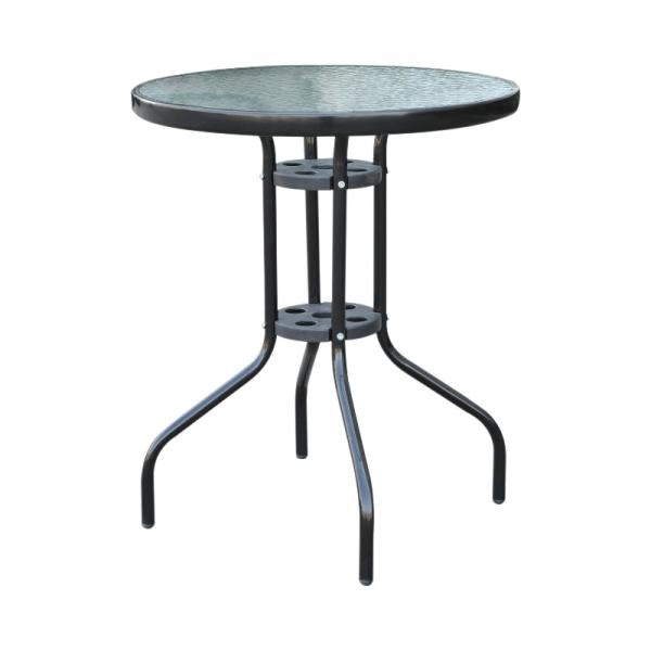 Gartentisch Balkontisch Bistrotisch Glastisch Beistelltisch Metall+Sicherheitsglas