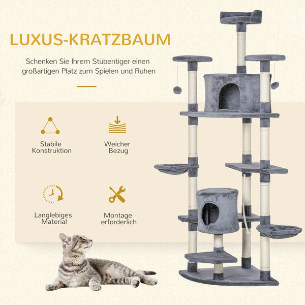 Pawhut Kratzbaum Sisal Höhle 60 x 60 x 200 cm