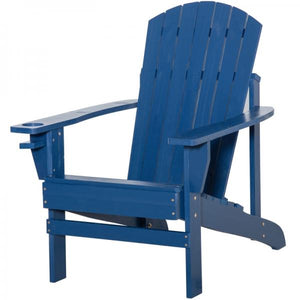Adirondack-Gartenstuhl mit Becherhalter Gartenliege Balkonstuhl Massivholz Blau