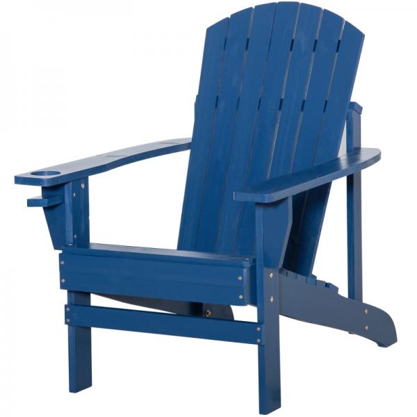 Adirondack-Gartenstuhl mit Becherhalter Gartenliege Balkonstuhl Massivholz Blau