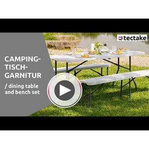 Campingtischgarnitur klappbar schwarz-Rattanoptik