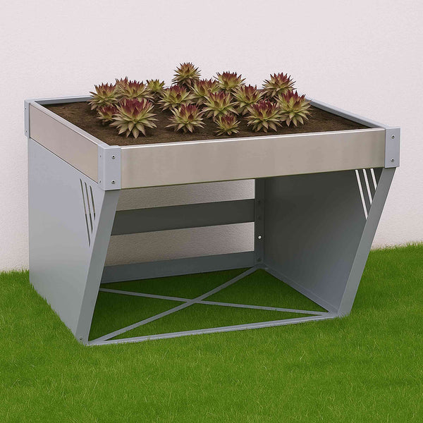 Mähroboter-Garage mit Pflanzkasten, Edelstahl, 40x60x70 cm