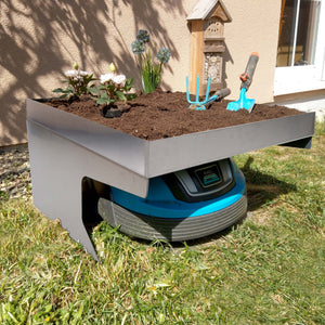 Mähroboter-Garage Edelstahl mit Pflanzkasten, wetterfest, 37x60x70cm