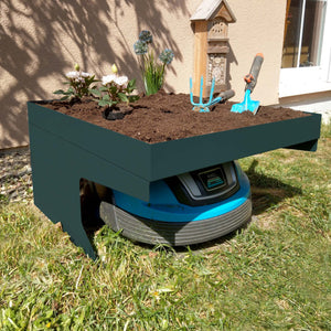 Mähroboter-Garage mit Pflanzkasten Metall Grün 37x60x70cm