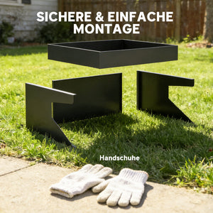 Garage für Mähroboter mit Pflanzkasten aus Stahl schwarz