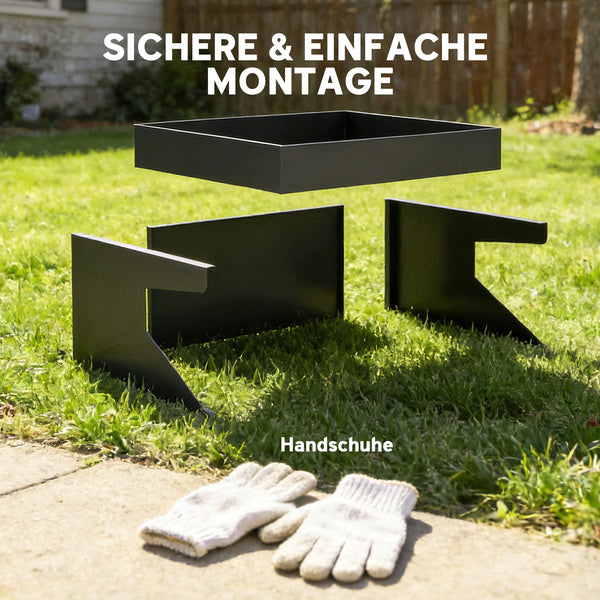 Garage für Mähroboter mit Pflanzkasten aus Stahl schwarz