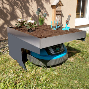 Mähroboter-Garage mit Pflanzkasten aus Edelstahl, anthrazit