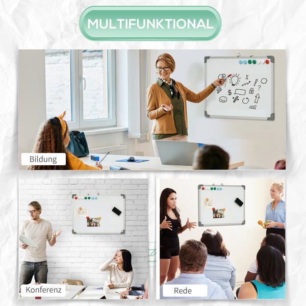Magnetisches Whiteboard mit Zubehör vielseitig Weiss