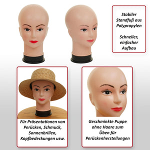 2x Mannequin-Kopf weiblich Perückenpuppe Schaufensterpuppe 30cm