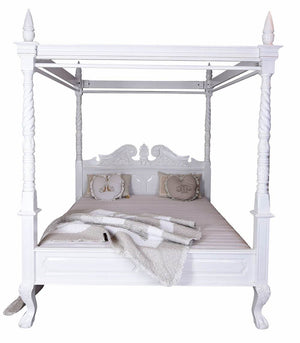 Himmelbett Shabby Chic Mahagoni Vintage Weiss