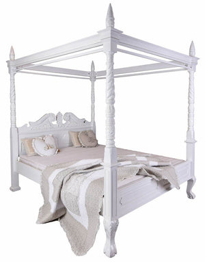 Himmelbett Shabby Chic Mahagoni Vintage Weiss