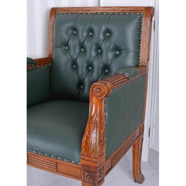 LIBRARY CHAIR LEDERSESSEL MAHAGONI CHESTERFIELD BIBLIOTHEKSESSEL