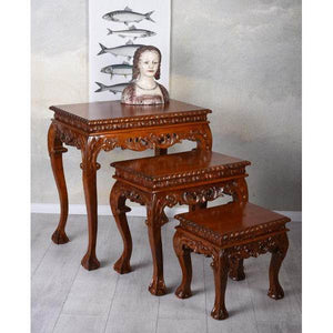 3X SATZTISCH MASSIVHOLZ TISCH COUCHTISCH ANTIK SOFATISCH