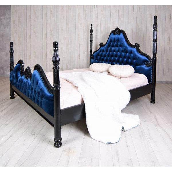 XXL Säulenbett Barock Doppelbett 180x200cm Schwarz