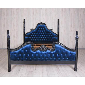 XXL Säulenbett Barock Doppelbett 180x200cm Schwarz
