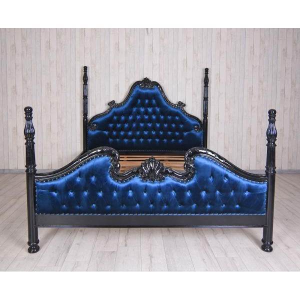 XXL Säulenbett Barock Doppelbett 180x200cm Schwarz