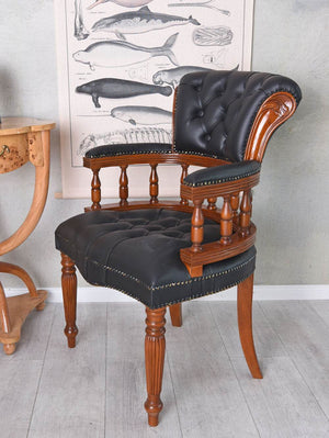 Chesterfield Stuhl Retro Armlehnsessel Sessel Mahagoni Bibliotheksstuhl