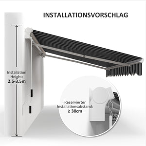 Markise Sonnenschutz einfahrbar mit Handkurbel 395x245cm