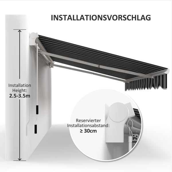 Markise Sonnenschutz einfahrbar mit Handkurbel 395x245cm