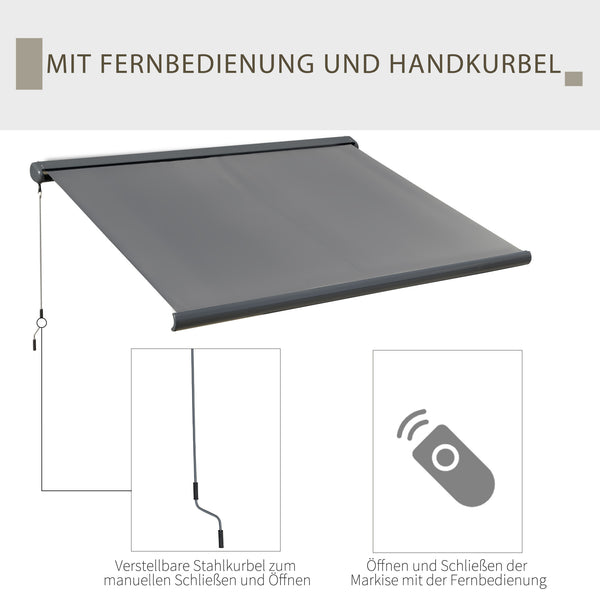 Markise elektrisch mit Fernbedienung 3x2,5m dunkelgrau