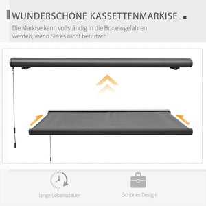 Markise elektrisch mit Fernbedienung 3x2,5m dunkelgrau