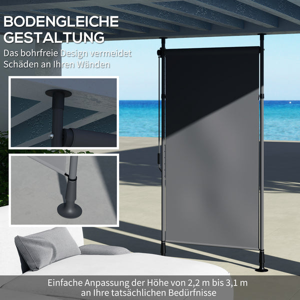 Markise freistehend verstellbar ohne Bohren Aluminium dunkelgrau