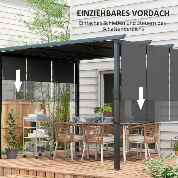 Markise Pergola Sonnenschutz wetterfest 3x3,5m dunkelgrau
