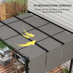 Markise Pergola Sonnenschutz wetterfest 3x3,5m dunkelgrau
