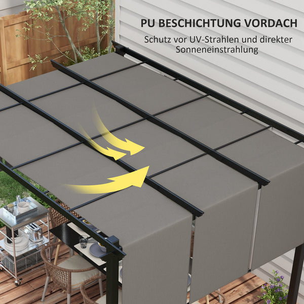 Markise Pergola Sonnenschutz wetterfest 3x3,5m dunkelgrau