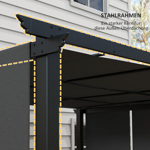 Markise Pergola Sonnenschutz wetterfest 3x3,5m dunkelgrau