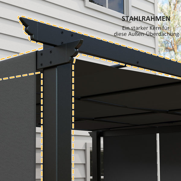 Markise Pergola Sonnenschutz wetterfest 3x3,5m dunkelgrau
