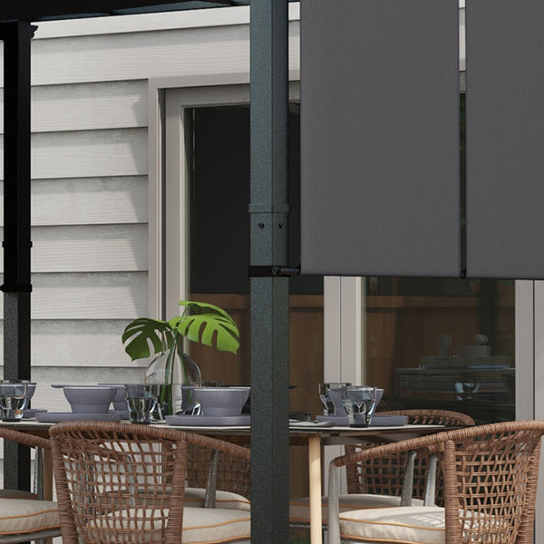 Markise Pergola Sonnenschutz wetterfest 3x3,5m dunkelgrau