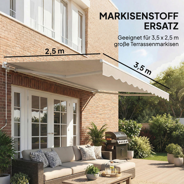 Markisenstoff Ersatzbespannung mit UV-Schutz 3,5x2,5m cremeweiss