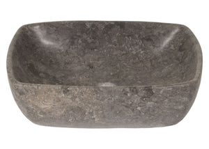 Marmor-Waschbecken Aufsatzwaschbecken Naturstein 15x51x36cm grau