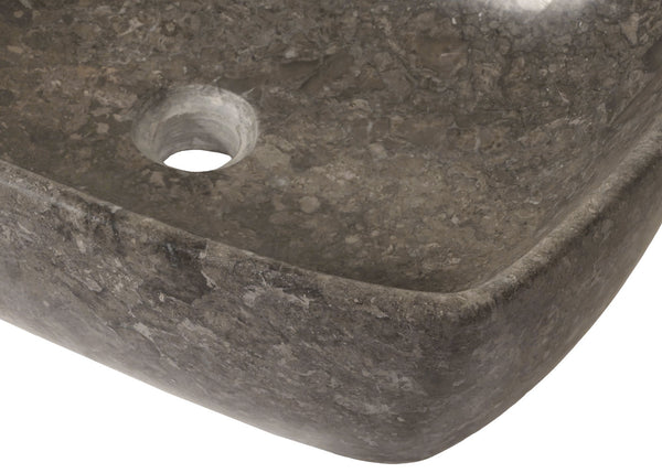 Marmor-Waschbecken Aufsatzwaschbecken Naturstein 15x51x36cm grau