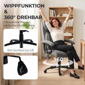 Massage Bürostuhl Chefsessel ergonomisch mit hoher Rückenlehne grau