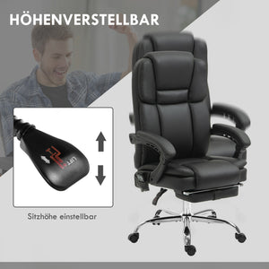 Massage Bürostuhl verstellbar mit Wärme und Fussstütze schwarz