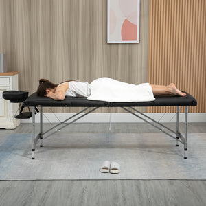 Massageliege klappbar 7 Zonen höhenverstellbar Schwarz
