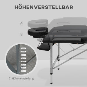 Massageliege klappbar 7 Zonen höhenverstellbar Schwarz