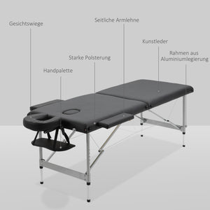 Massageliege klappbar 7 Zonen höhenverstellbar Schwarz