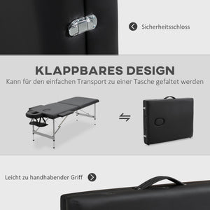 Massageliege klappbar 7 Zonen höhenverstellbar Schwarz