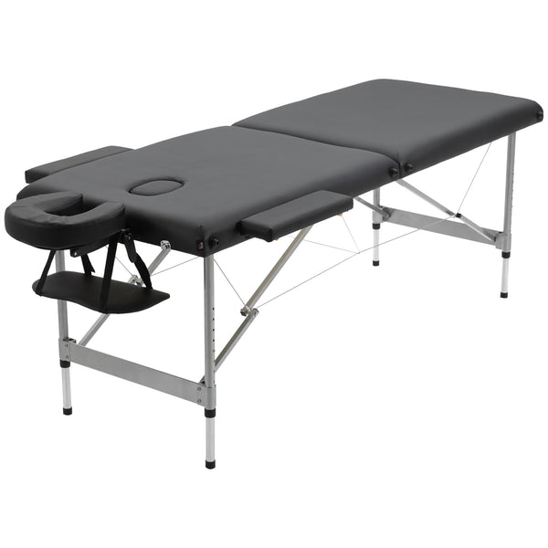 Massageliege klappbar 7 Zonen höhenverstellbar Schwarz