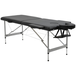 Massageliege klappbar 7 Zonen höhenverstellbar Schwarz