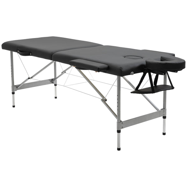 Massageliege klappbar 7 Zonen höhenverstellbar Schwarz