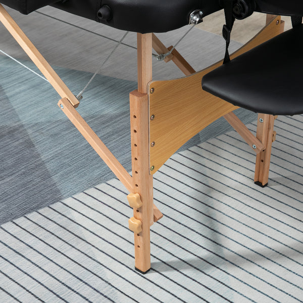 Massageliege klappbar höhenverstellbar Kunstleder Holz schwarz