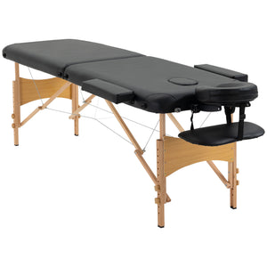 Massageliege klappbar höhenverstellbar Kunstleder Holz schwarz